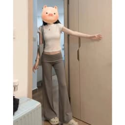 Gray Comfortable Loose Feeling Micro Flared Casual Pants Women's Spring Summer New Elastic Slimming Sports Yoga Floor-Length ...