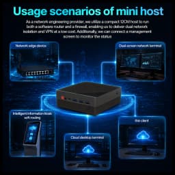 Texhoo MINI PC Intel Core I3 5005U 5th Gen CPU 8G RAM 128G SSD NVMe*2 HDMI*2 Dual LAN 15W Soft Router Signage Office Computer