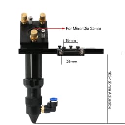 QDHWOEL CO2 Laser Head For 20mm Focus Lens FL 38.1 50.8 63.5 76.2 101.6mm With 25mm Mirror Mount