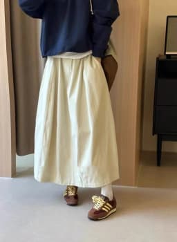 Retro Japanese Style Workwear High Waist Loose A-Line Midi Skirt for Women Hip Concealing Pear Body Shape Summer New Arrival