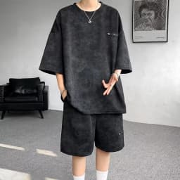 Loose Men's Casual Tie Dye Ice Silk Short Sleeve Short Pants Set Summer 2026 New Style Big Size Men's Fashion Clothing Set