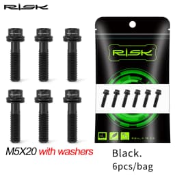 6pcs/bag RISK Bike Stem Bolts Bicycle Handlebar Fixing Screws Titanium Alloy M5x16 M5x18 M5X20 Hex Socket Head