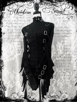 Punk Goth Bondage Strap Buckle Jacket Women Zip‑Up Flare Long Sleeve Top Dark Aesthetic Y2K StreetwearAdjustable StrapOuterwear