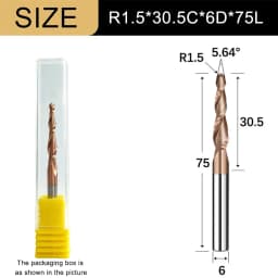 Carbide Spiral Tapered Ball Nose End Mill 6mm Shank 2 Flutes Router Bit Woodworking CNC 2D 3D Carving Bits Wood Milling Cutter