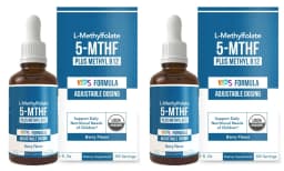 Kids L-Methylfolate 5-MTHF Liquid Drops with Methyl B12 Active Folate Support 1 Fl Oz USDA Organic Vegan Non-GMO