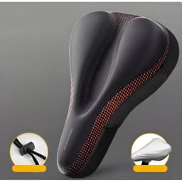 Silicone & Memory Foam Bike Seat Cover, Shock-Absorbing Anti-Slip Cushion, Magic Tape & Drawstring Options for Comfort Riding