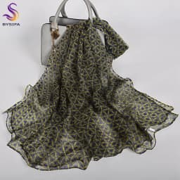 [BYSIFA] Emerald Green Women Long 100% Silk Scarf Printed Chinese Style Water Ink Painting Brand Oblong Silk Shawl Scarves 170cm
