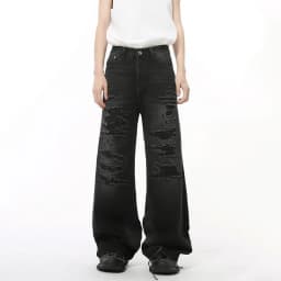 IEFB High Street Men's Denim Pants Hole Worn-out Streetwear Trousers Straight Wide Leg Casual Male Jeans New Autumn 2024 9C8513