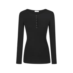 Women's Solid Plain Half Button Front Ribbed Tee Simple Fashion Pullover Top Casual Slim Fit Long Sleeve Round Neck T-Shirt 2026