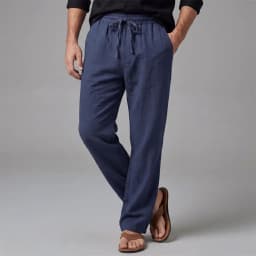 Men's Cotton Linen Suit Pants Elastic Waist Solid Color Breathable Lightweight Old Money Casual Business Straight Leg Pants