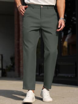 Men's Slim Fit Straight Leg Multicolor Solid Color Casual Pants Versatile All Seasons Fashionable Comfortable Daily Wear
