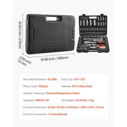 SucceBuy Socket Set 86 Pieces 3/8 1/4 1/2in Drive Socket and Ratchet Set SAE Metric Mechanic Tool Kit with Ratchet Wrench