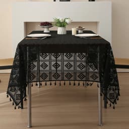Luxury Crochet Diamond Solid Tablecloth Hollow Non-Slip Lace Table Cover for Wedding Banquet American Wear-Resistant Home Decor