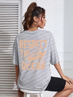Respect The Ocean Green Turtle Print T-Shirts Women Casual Fashion T Shirt Breathable Cotton Short Sleeve O-Neck Street Clothing