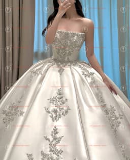 Customized Strapless Sleeveless Ball Gown Satin Beaded Wedding Dress Vestidos De Novia Amanda Novias Amanda Novias Official