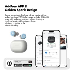 CERAMICS MK2 TWS Earbuds, 40dB ANC, Bluetooth 6.0, Hi-Res LDAC, IPX4 Sweatproof, 45H Playtime, HD Mics, Game Mode, Dual Connect