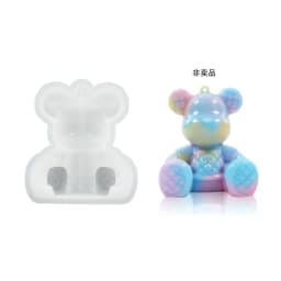 DIY Crystal Epoxy Silicone Mold Cute Sitting Stand Bear KeyChain with Hole Jewelry Pendant Mirror Silicone Resin Mold