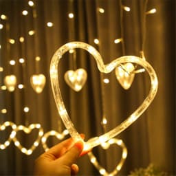 LED Romantic Heart Shaped Curtain String Lights 8 Modes Christmas Fairy Lights Garland for Home Garden Wedding Party Decoration