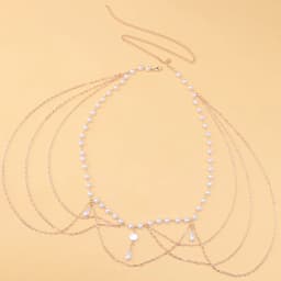 New Vintage Multi layer Chain Belt Fashion Versatile Womens Faux Pearl Tassel Waist Chain