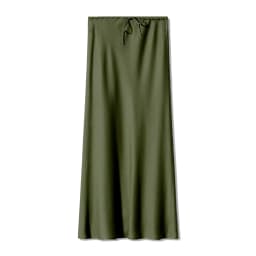 New In 2026 Women's Spring Summer Solid Color Satin Long Skirt High Waist Lace-up Trendy Elegant Faldas Female Beach Maxi Skirts