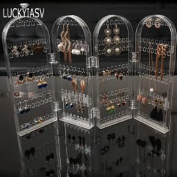 Clear 120/180/240/360 holes Plastic Earrings Studs Display Rack Folding Screen Earring Jewelry Display Holder Storage For Stud