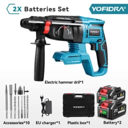 YOFIDRA 26MM Brushless Electric Hammer Drill Multifunctional Rotary Cordless Rechargeable Power Tools For Makita 21V Battery Pin
