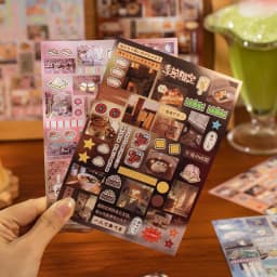 Vintage Flavors Street Series Sticker Book - 20/30/60 Sheets Food-Themed Creative DIY Scrapbook Japanese Stationery Framed Album