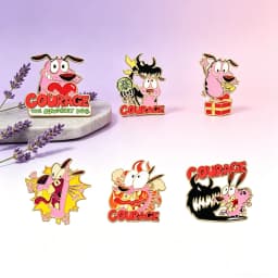 6pcs Anime Cowardly Enamel Pins Metal Lapel Brooch Badges for Backpacks Fashion Jewelry Accessory Gifts