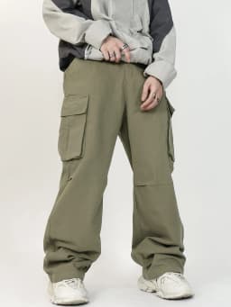 3D Pockets, Street-styling Workwear, Trendy Functional Lacing, Loose-fitting Casual Pants, Men's Straight-cut Fashion