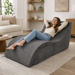 Multi Mode Foldable Ergonomic Recliner Chaise Lounge Sofa, Dense Foam Support Convertible Ottoman Footrest for Indoor Relaxation