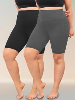 2 Pack Plus Size Biker Shorts for Women High Waisted Super Soft Workout Yoga Athletic Shorts Running