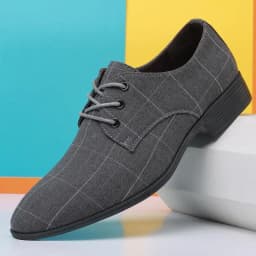 Plaid With Laces Gray Young Students Social Shoe for Men Casual Business Official Black Clothing Office New 39 Dress Shoes Man