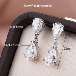 GRA Certified 5cttw Waterdrop Moissanite Drop Earrings for Women 925 Sterling Silver Pear Cut Diamond Stud Earring Bride Jewelry