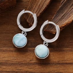 Creative Natural Gemstones Larimar Pectolite Hoop Dangle Earrings Healing Crystal Woman Drop Earrings Desiger Jewellery