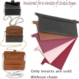 PU Leather Wallet Insert for Chain Strap with D Rings Purse Insert Organizer Purse Insert Women Crossbody Convert Liner Insert