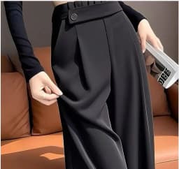 Fashion Elastic Spliced Solid Color Straight Pants Women's Clothing 2025 Summer New Loose Office Lady High Waist Casual Pants