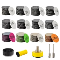 1Inch 25MM Wet Dry Sanding Disc 186/203/245Pcs Assorted Grit 60-10000 with 1/8" 1/4" Shank Backing Pad Interface Pad Sanding Pad