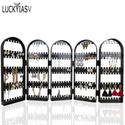 60 to 360 holes Plastic Earrings Studs Display Rack Folding Screen Earring Jewelry Display Stand Holder Storage For Stud