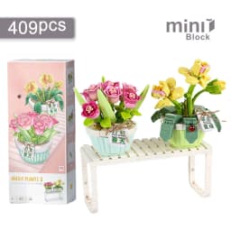 Mini Watering Can Potted Building Blocks Flower DIY Plant Bonsai Bouquet 3D Model Home Decoration Children's Assembled Toy Gift