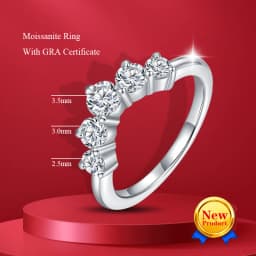 New Women's 1.0-5.5mm Full Moissanite Ring Shiny Wedding Eternal Ring 100% S925 Pure Silver Jewelry Classic Party Ring