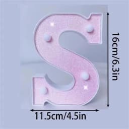1PC 16cm Pink Glitter LED Letter&Number Lights Battery Powered Decorative Lights For Wedding,Proposal,Birthday,Party,Photo Props