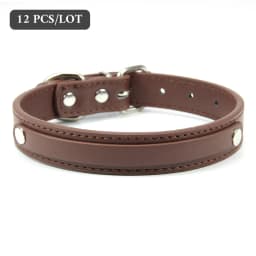 12 PCS Wholesale Plain PU Leather DIY Name ID Dog Collar Custom Letters Charms Puppy Cat Neck Strap Collars for Small Medium Dog