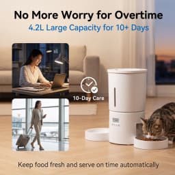 4.2L Dual‑Bowl Automatic Pet Feeder Timed Portion Dispenser Multi‑Pet Button Control Cat Dog Dry Food Feeding (No 5V 1A Plug)