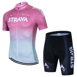2024 Strava Cycling Jersey Set Summer Short Sleeve Breathable Men's MTB Bike Cycling Clothing Uniform Suit
