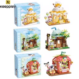 Keeppley New Product Cute Cat Street View Building Block Assembly Toy Furniture Decoration Creative Children's Toy Birthday Gift