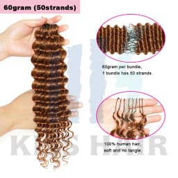#30 Colored 100% Human Hair for Highlight Miracle Knots Crochet Deep Wave Feather Crochet Boho Braids Wavy Bulk Hair Extensions