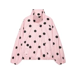 TFMLN Women Retro Polka Dot Printed Bomber Jacket Stand Collar Oversized Streetwear Spring Casual Trendy Outerwear 2026 New