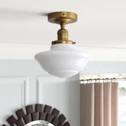 Phansthy Vintage Flush Mounted Ceiling Lighting with Milk White Glass Shade, for Hallway Foyer Loft Living Room Bedroom