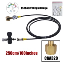 Sparkling Water Maker Blue Cylinder CO2 Refill Fill Station Adapter with Hose Gauge Kit, Soda Machine CO2 Bottle Charging Valve