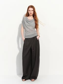 FSLE 2026 Summer Women's Mid-Rise Barrel Leg Casual Pants in Lyocell Cotton Blend - Relaxed Tailored Fit for Daily Wear